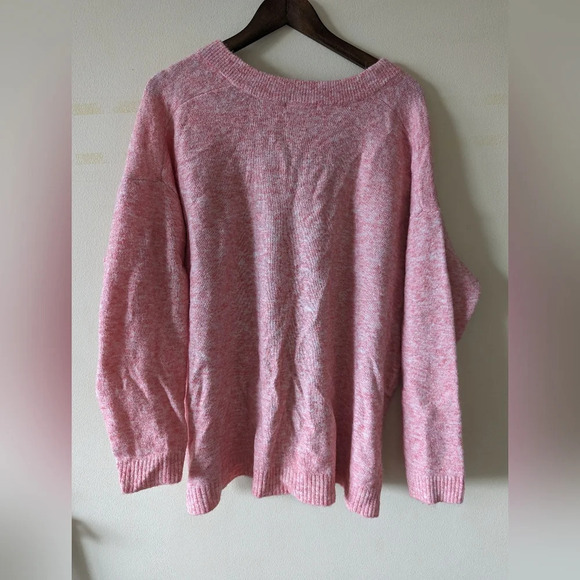 Joe Fresh| light pink and green V-Neck Sweater Acrylic  Blend size 2X - Picture 2 of 7